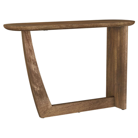 Adri Oval Solid Mango Wood Entryway Console Table BrownBrown