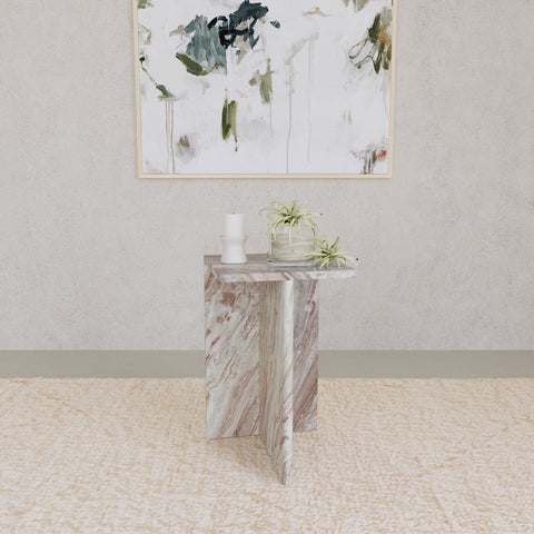 Abiline Genuine Marble Accent Side Table GreyGrey