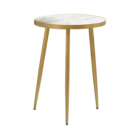 Corey Round Marble Top Side Table White and GoldGold