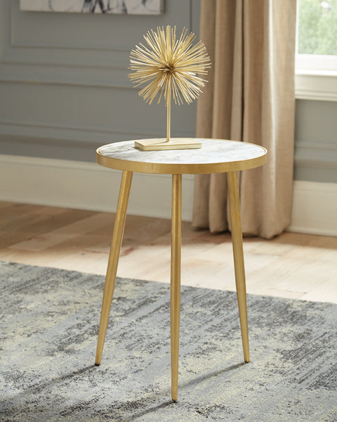 Corey Round Marble Top Side Table White and GoldGold