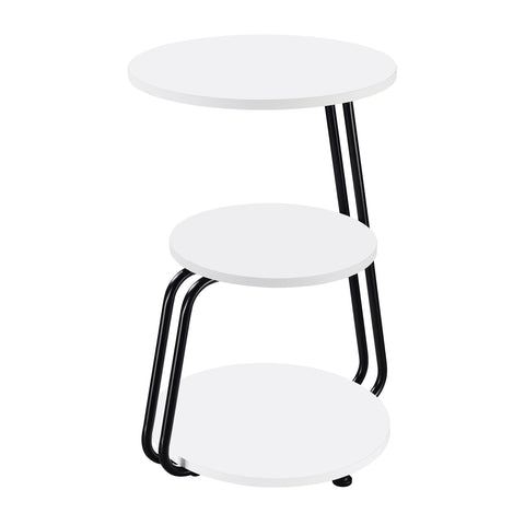 Neve 3-tier Round Accent Side Table White and BlackWhite