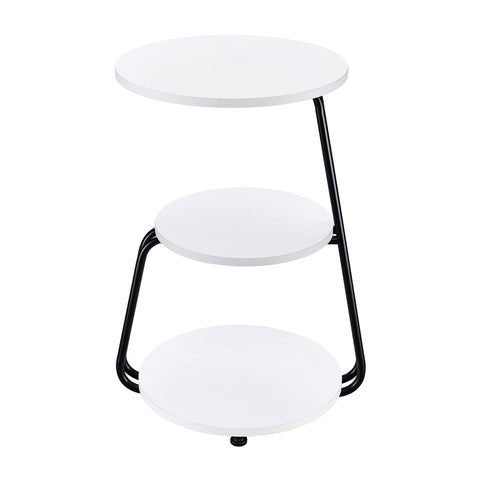 Neve 3-tier Round Accent Side Table White and BlackWhite
