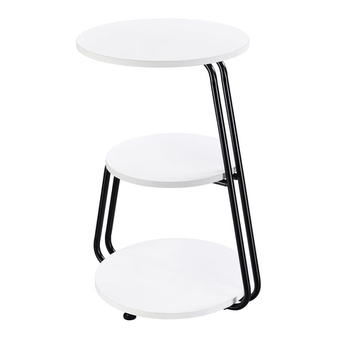 Neve 3-tier Round Accent Side Table White and BlackWhite