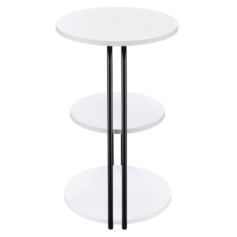 Neve 3-tier Round Accent Side Table White and BlackWhite