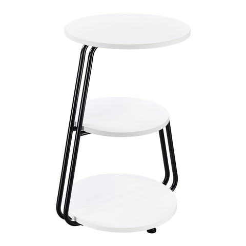 Neve 3-tier Round Accent Side Table White and BlackWhite