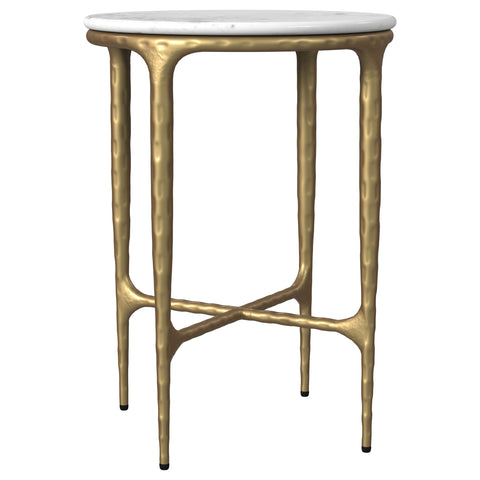 Freda Round Marble Top Side Table White and GoldWhite / Gold
