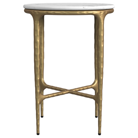Freda Round Marble Top Side Table White and GoldWhite / Gold