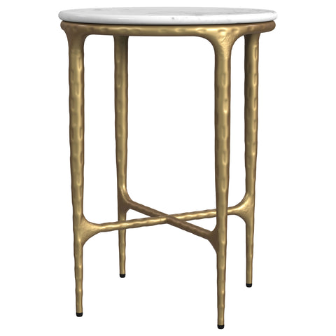 Freda Round Marble Top Side Table White and GoldWhite / Gold