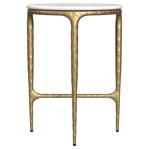 Freda Round Marble Top Side Table White and GoldWhite / Gold