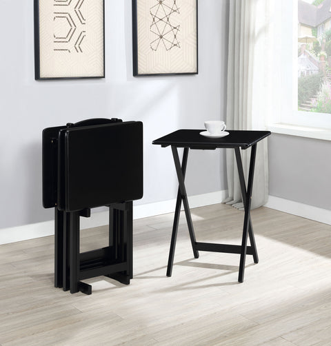 Olivia 4-piece TV Tray Table Set with Stand BlackBlack