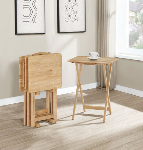 Olivia 4-piece TV Tray Table Set with Stand NaturalNatural