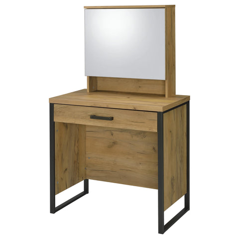 Faulkner Vanity Set with Sliding Mirror and Stool Golden Oak
