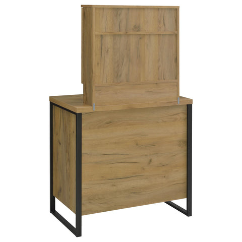 Faulkner Vanity Set with Sliding Mirror and Stool Golden Oak