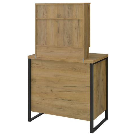 Faulkner Vanity Set with Sliding Mirror and Stool Golden Oak