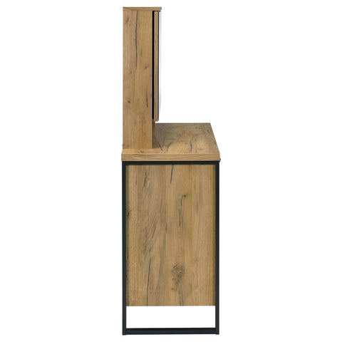 Faulkner Vanity Set with Sliding Mirror and Stool Golden Oak