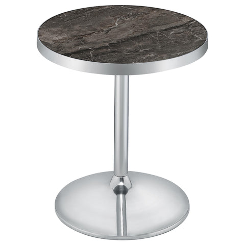 Solano Round Faux Marble Top Pedestal Side Table Grey