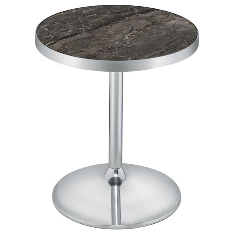 Solano Round Faux Marble Top Pedestal Side Table Grey