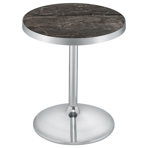 Solano Round Faux Marble Top Pedestal Side Table Grey