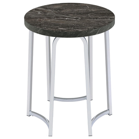 Naser Round Faux Marble Top Metal Side Table Grey