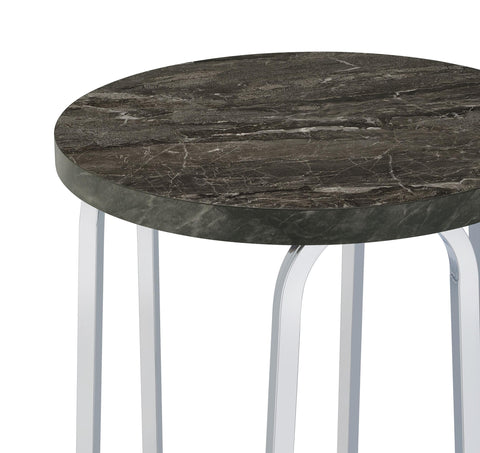 Naser Round Faux Marble Top Metal Side Table Grey