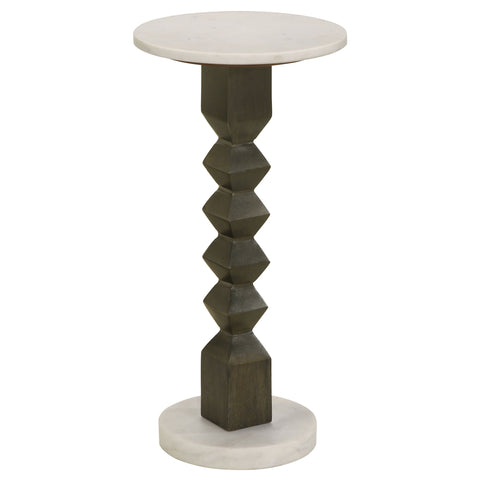 Walton Round Marble Top Side Table White and Dark GreyDark Grey