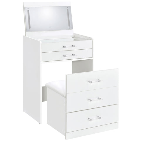 Maderia 3-drawer Makeup Vanity & Stool Set White High GlossWhite High Gloss