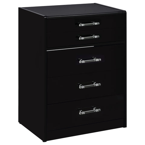 Maderia 3-drawer Makeup Vanity & Stool Set Black High GlossBlack High Gloss