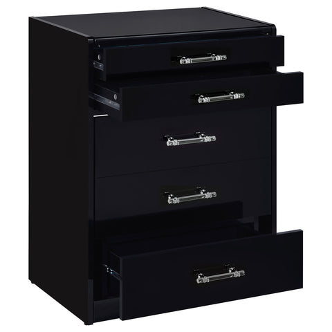 Maderia 3-drawer Makeup Vanity & Stool Set Black High GlossBlack High Gloss