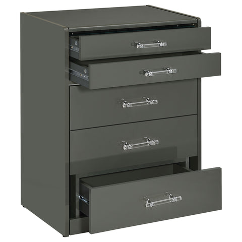 Maderia 3-drawer Makeup Vanity & Stool Set Grey High GlossGrey High Gloss