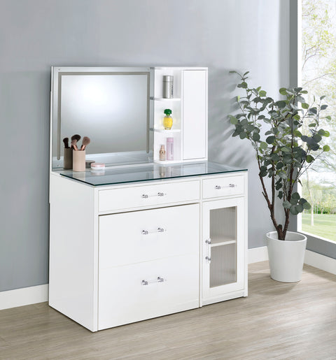 Stabler 2-drawer Vanity Set with LED Mirror White High Gloss