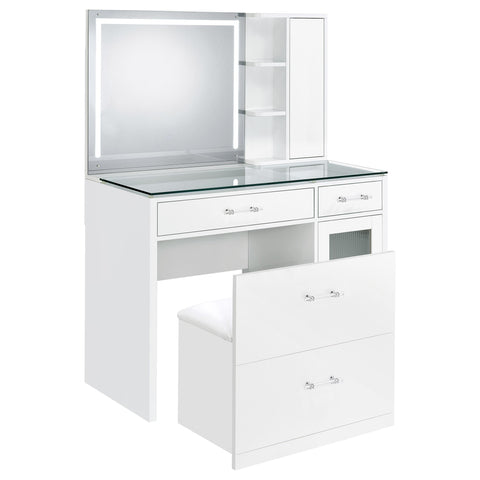 Stabler 2-drawer Vanity Set with LED Mirror White High Gloss