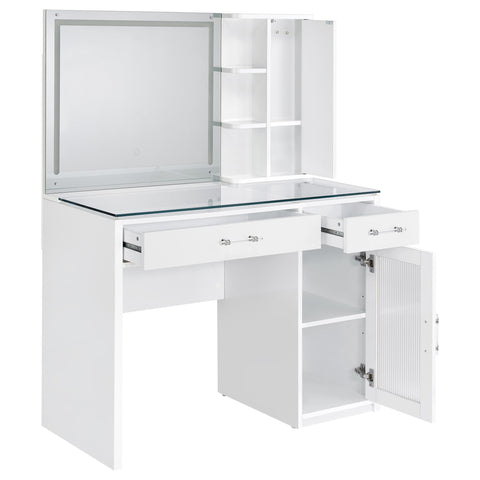 Stabler 2-drawer Vanity Set with LED Mirror White High Gloss