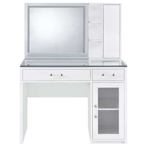 Stabler 2-drawer Vanity Set with LED Mirror White High Gloss