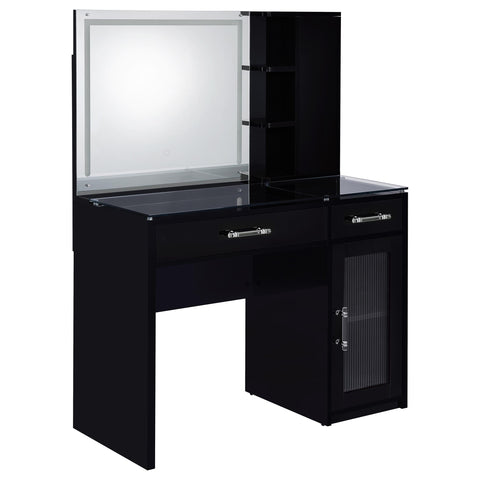 Stabler 2-drawer Vanity Set with LED Mirror Black High Gloss