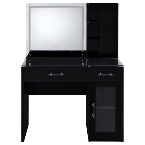 Stabler 2-drawer Vanity Set with LED Mirror Black High Gloss