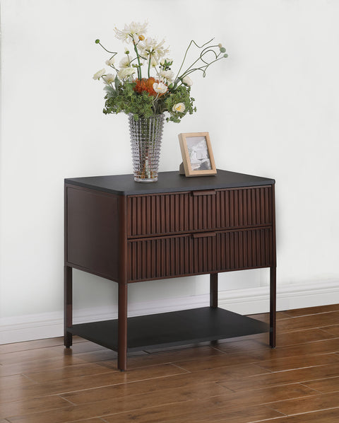 Serena 2-drawer Side Table with Shelf Rust BrownRust Brown