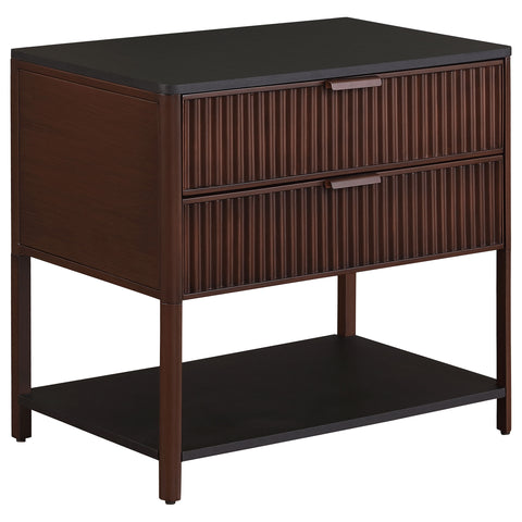 Serena 2-drawer Side Table with Shelf Rust BrownRust Brown