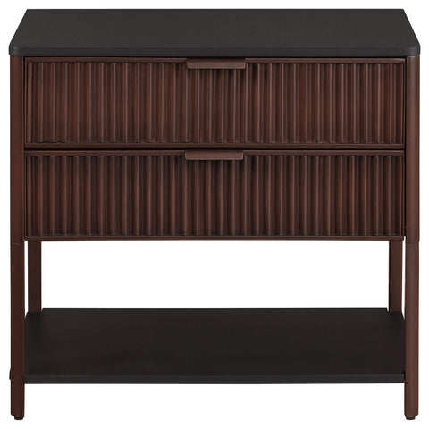 Serena 2-drawer Side Table with Shelf Rust BrownRust Brown