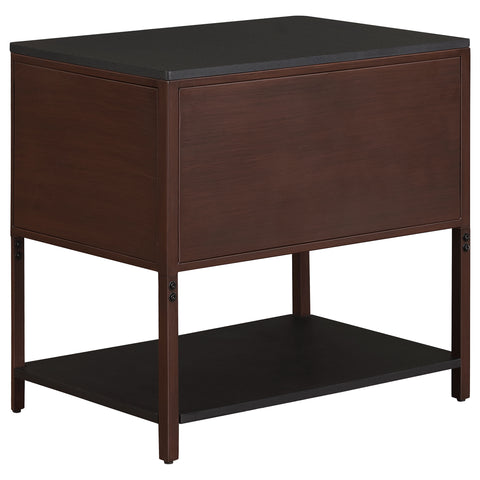 Serena 2-drawer Side Table with Shelf Rust BrownRust Brown