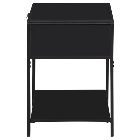 Sanger 1-drawer Radio Weave Cane Metal Bedside Table BlackBlack