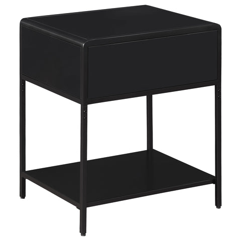 Sanger 1-drawer Radio Weave Cane Metal Bedside Table BlackBlack