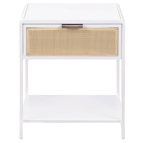 Sanger 1-drawer Radio Weave Cane Metal Bedside Table WhiteWhite