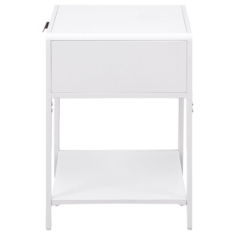 Sanger 1-drawer Radio Weave Cane Metal Bedside Table WhiteWhite