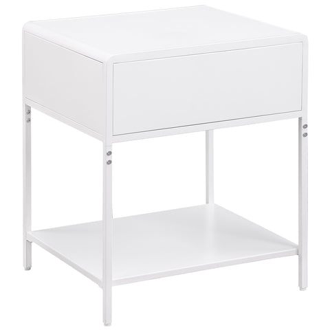 Sanger 1-drawer Radio Weave Cane Metal Bedside Table WhiteWhite