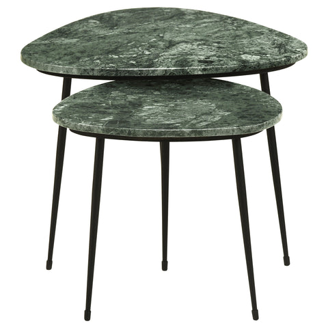 Cheryl 2-piece Triangular Marble Top Nesting Table GreenGreen Marble