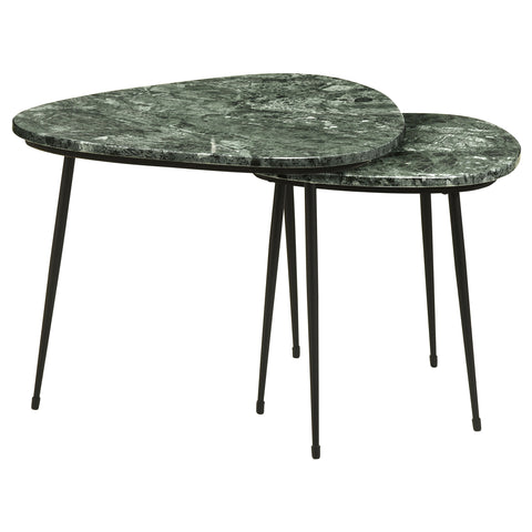 Cheryl 2-piece Triangular Marble Top Nesting Table GreenGreen Marble