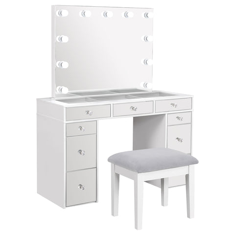 Amsbury Makeup Vanity Table Set with Lighting WhiteWhite