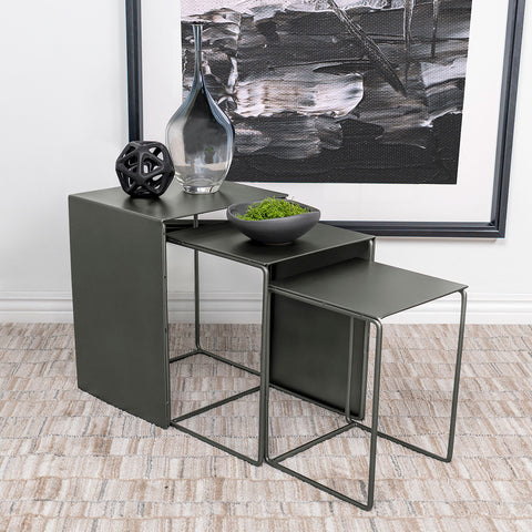 Davis 3-piece Rectangular Metal Nesting Table Set GreyGrey