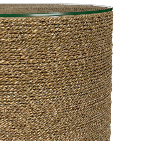 Ortega Round Woven Seagrass Accent Side Table Light Brown