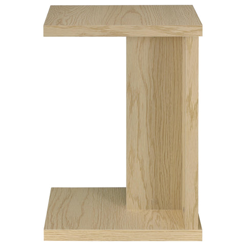 Leandro Engineered Wood C-Shaped Sofa Side Table Light Oak